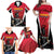 Custom Trinidad and Tobago Cricket Knight Riders Family Matching Off Shoulder Maxi Dress and Hawaiian Shirt Trinbago Wave The Red - Wonder Print Shop