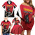 Custom Trinidad and Tobago Cricket Knight Riders Family Matching Off Shoulder Short Dress and Hawaiian Shirt Trinbago Wave The Red - Wonder Print Shop