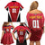 Custom Trinidad and Tobago Cricket Knight Riders Family Matching Off Shoulder Short Dress and Hawaiian Shirt Trinbago Wave The Red - Wonder Print Shop