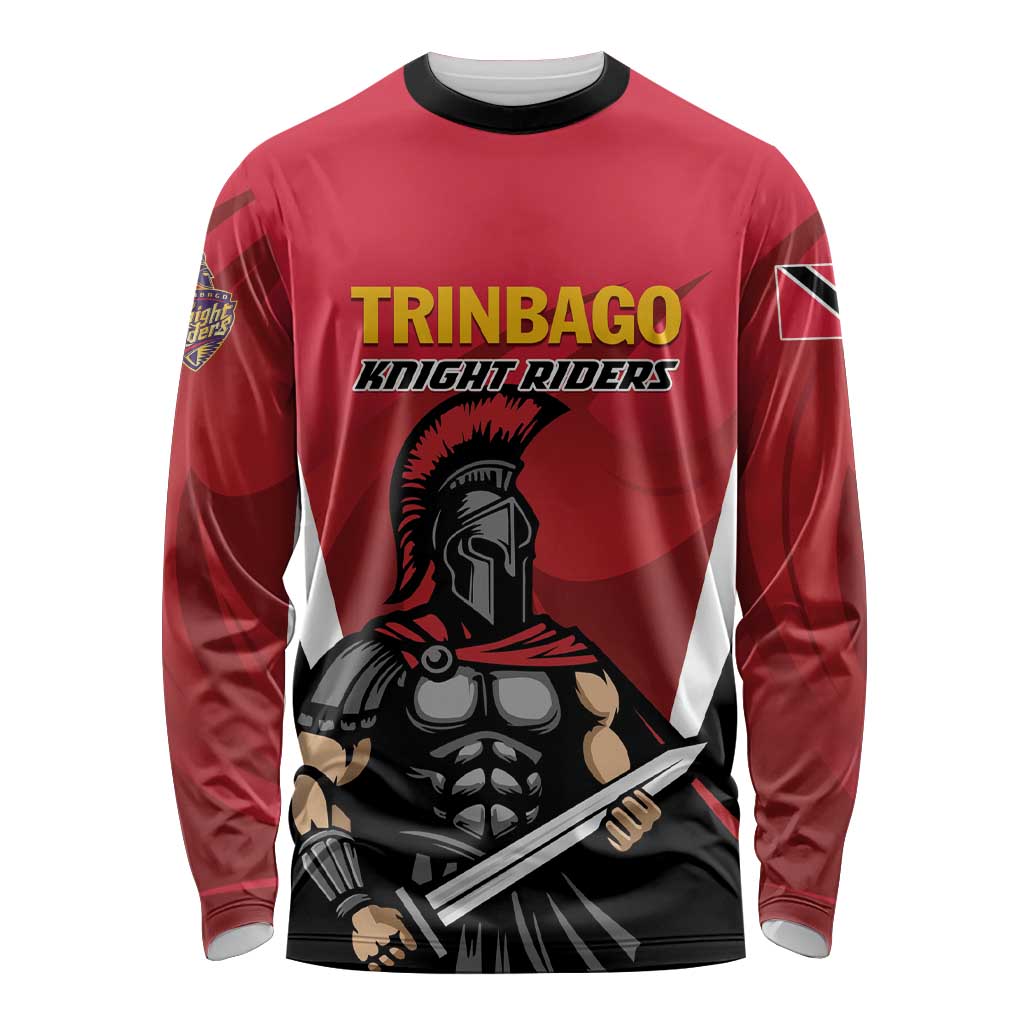 Custom Trinidad and Tobago Cricket Knight Riders Long Sleeve Shirt Trinbago Wave The Red - Wonder Print Shop