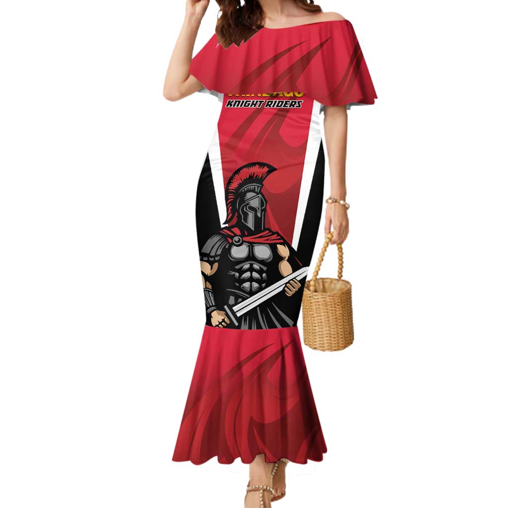 Custom Trinidad and Tobago Cricket Knight Riders Mermaid Dress Trinbago Wave The Red - Wonder Print Shop