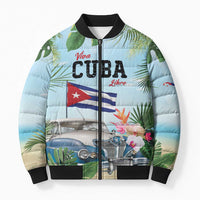 Personalized Viva Cuba Libre Bomber Puffer Jacket Libre Car Tropical Style - Wonder Print Shop