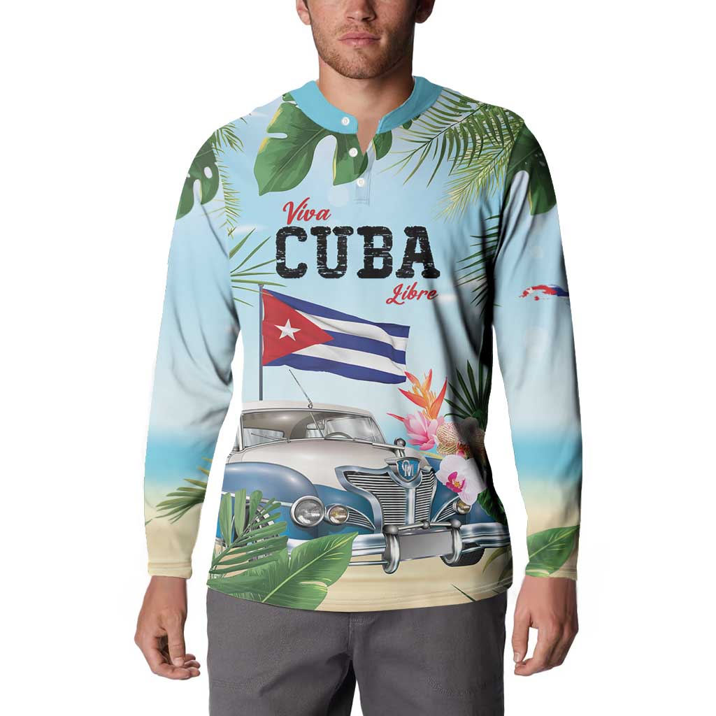 Personalized Viva Cuba Libre Button Sweatshirt Libre Car Tropical Style - Wonder Print Shop