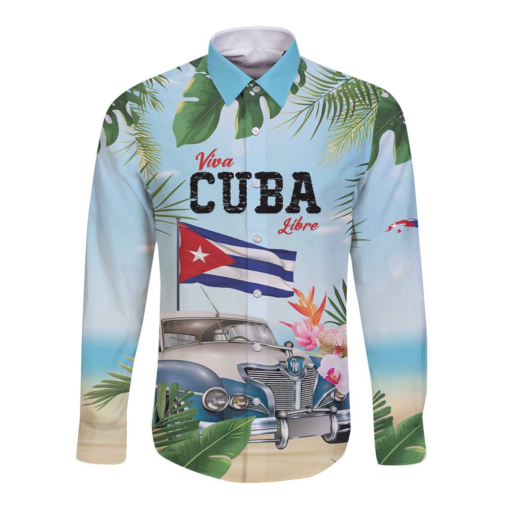 Personalized Viva Cuba Libre Long Sleeve Button Shirt Libre Car Tropical Style - Wonder Print Shop