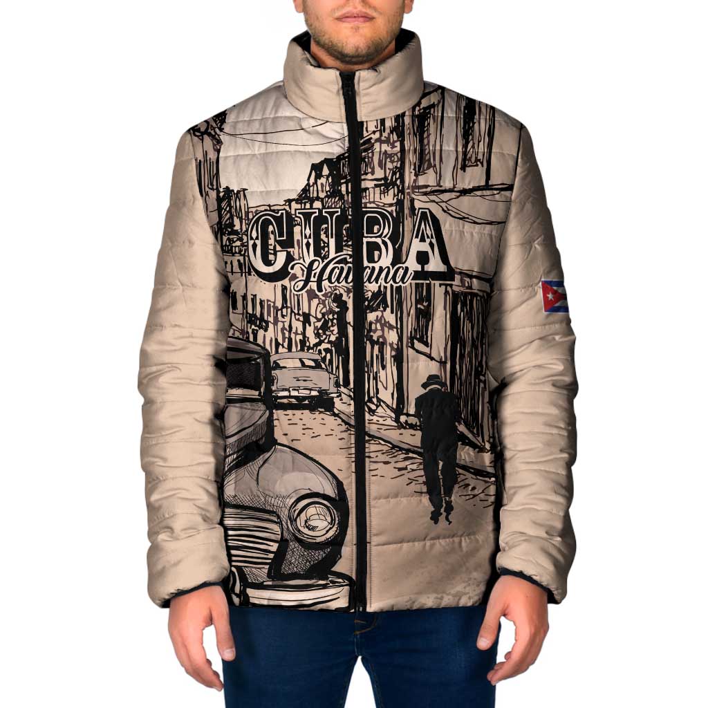 Personalized Cuba Havana Padded Jacket Libre Car Retro Style - Wonder Print Shop