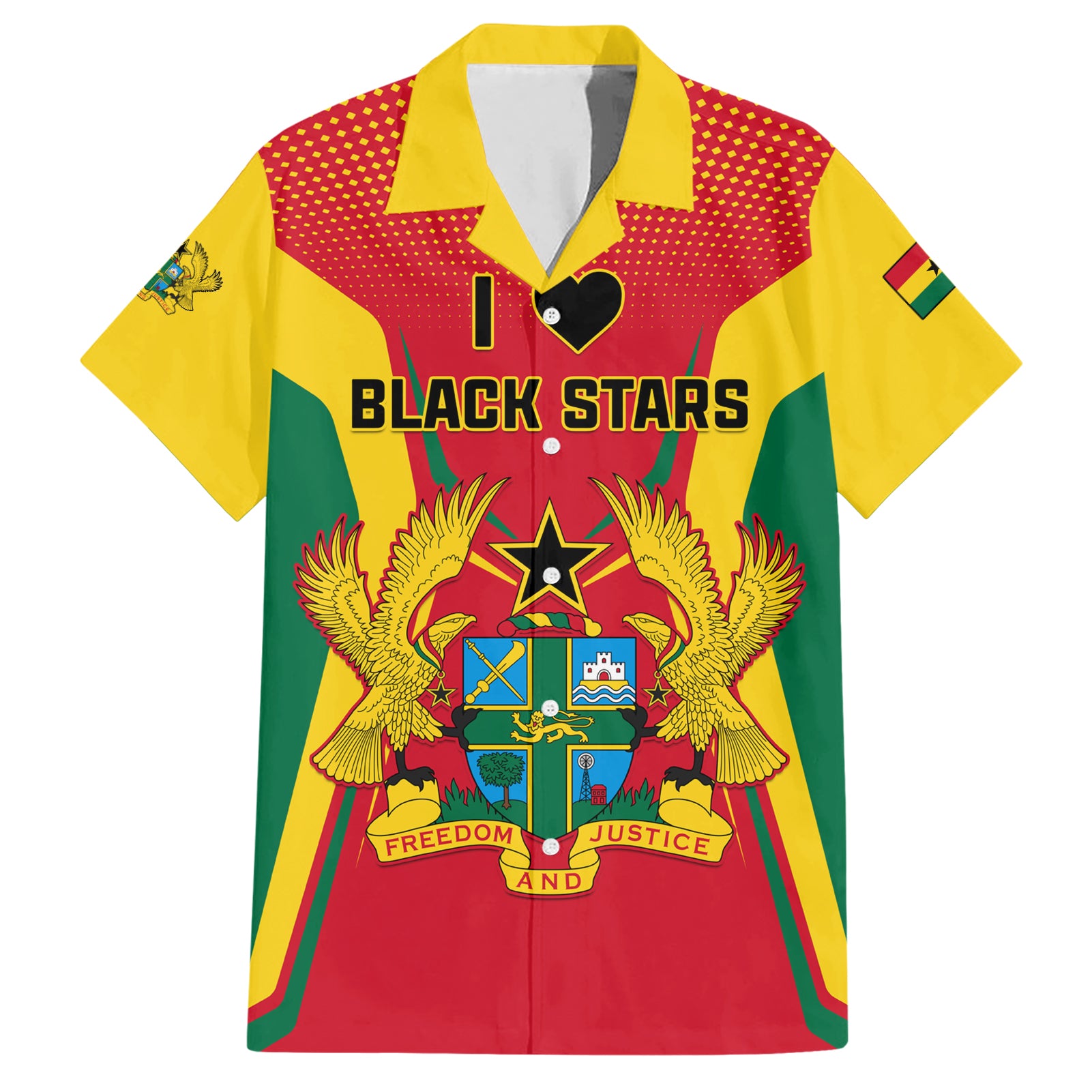 Ghana Football Hawaiian Shirt I Love Black Stars - Wonder Print Shop