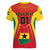 Ghana Football Women V Neck T Shirt I Love Black Stars - Wonder Print Shop