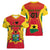 Ghana Football Women V Neck T Shirt I Love Black Stars - Wonder Print Shop