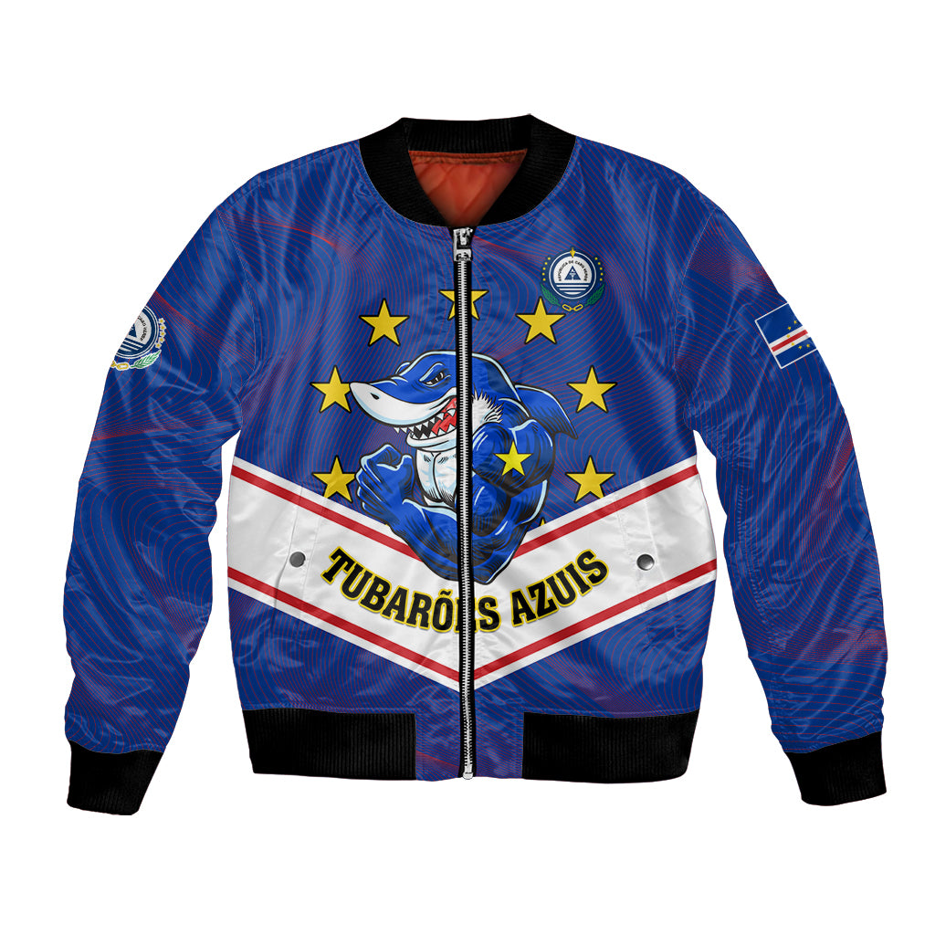 Blue football bomber jacket, full-zip front with ribbed cuffs, crest and stars on chest