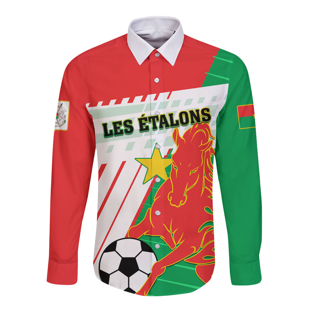 Burkina Faso Football Long Sleeve Button Shirt Go Les Etalons - Wonder Print Shop