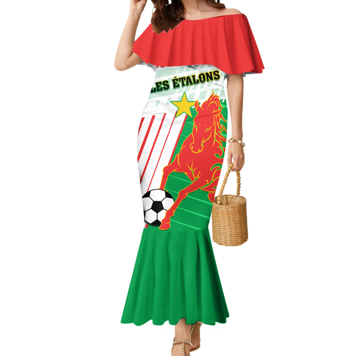 Burkina Faso Football Mermaid Dress Go Les Etalons - Wonder Print Shop