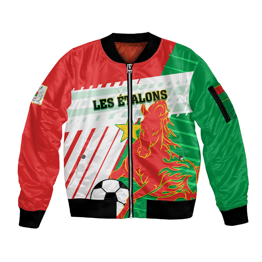 Burkina Faso Football Sleeve Zip Bomber Jacket Go Les Etalons - Wonder Print Shop