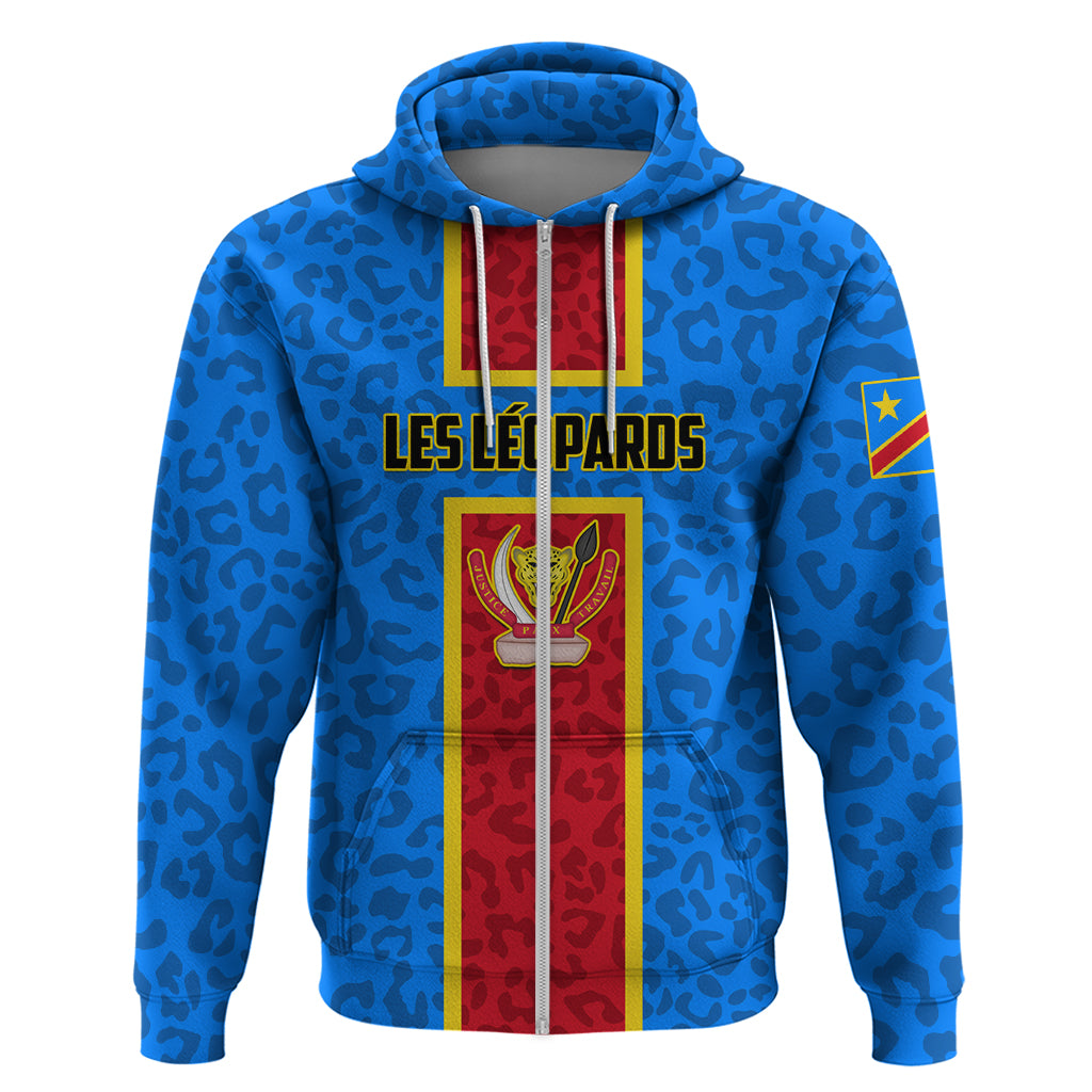 DR Congo Football Zip Hoodie Go Les Leopards - Wonder Print Shop