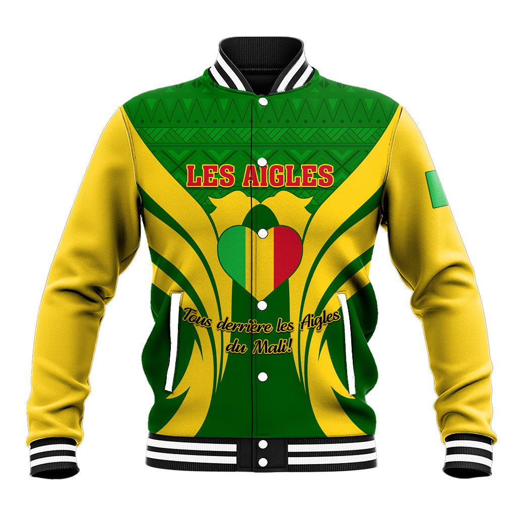 Green and yellow baseball jacket with ribbed collar, button front, and front team graphic