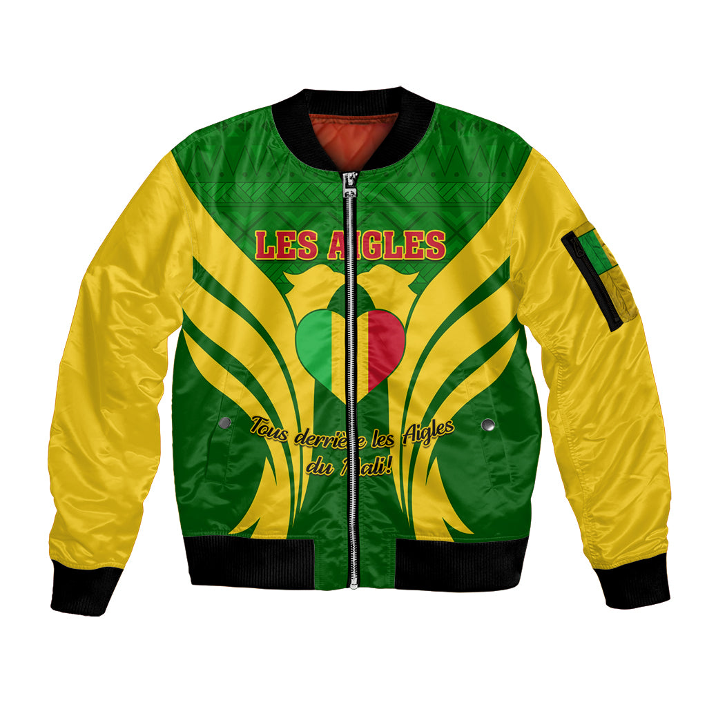 Mali Football Sleeve Zip Bomber Jacket Tous Derriere Les Aigles Du Mali - Wonder Print Shop