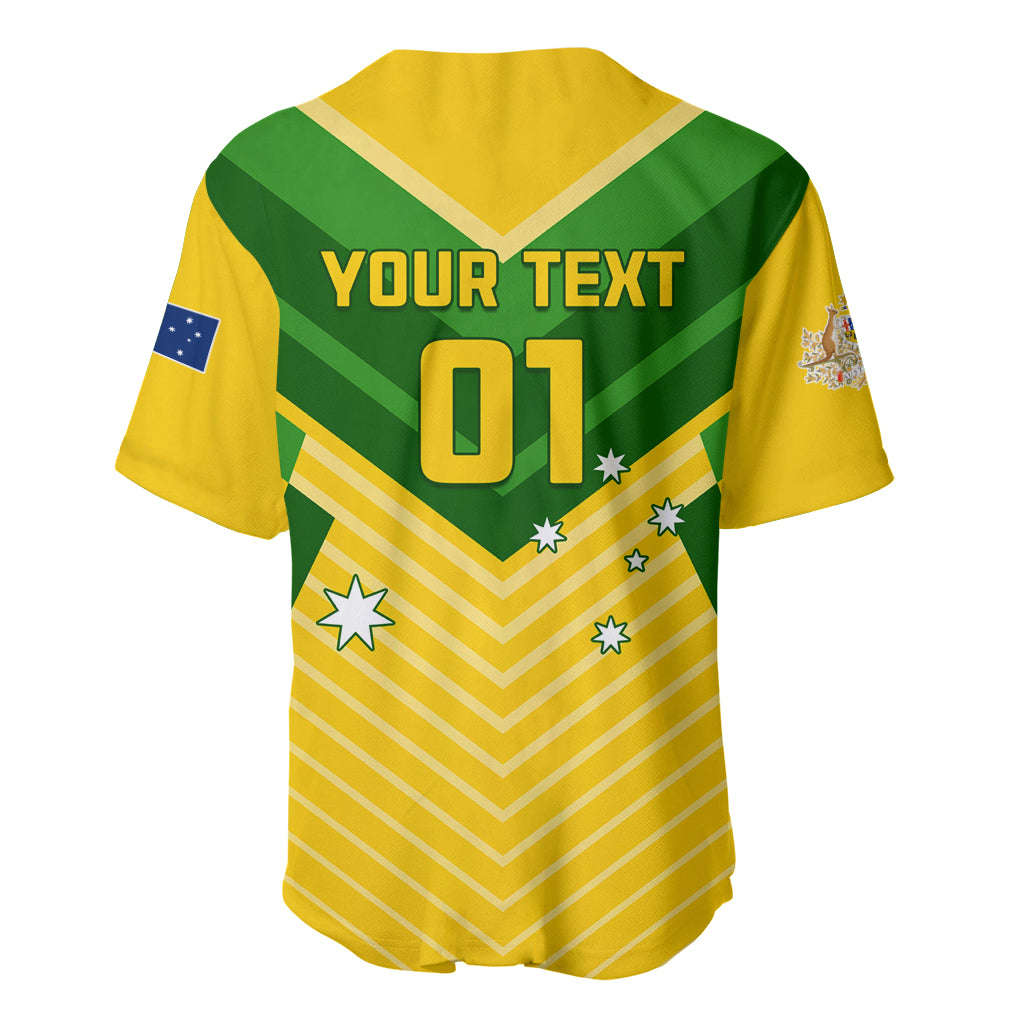 Green-and-yellow soccer jersey back with V-neck, zigzag stripes, flags, stars, 'YOUR TEXT'