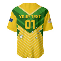 Green-and-yellow soccer jersey back with V-neck, zigzag stripes, flags, stars, 'YOUR TEXT'
