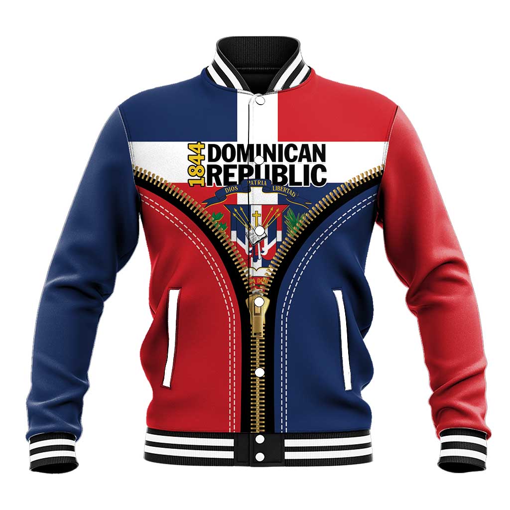 Personalized Dominican Republic 1844 Baseball Jacket Coat Of Arms Zipper Stylized