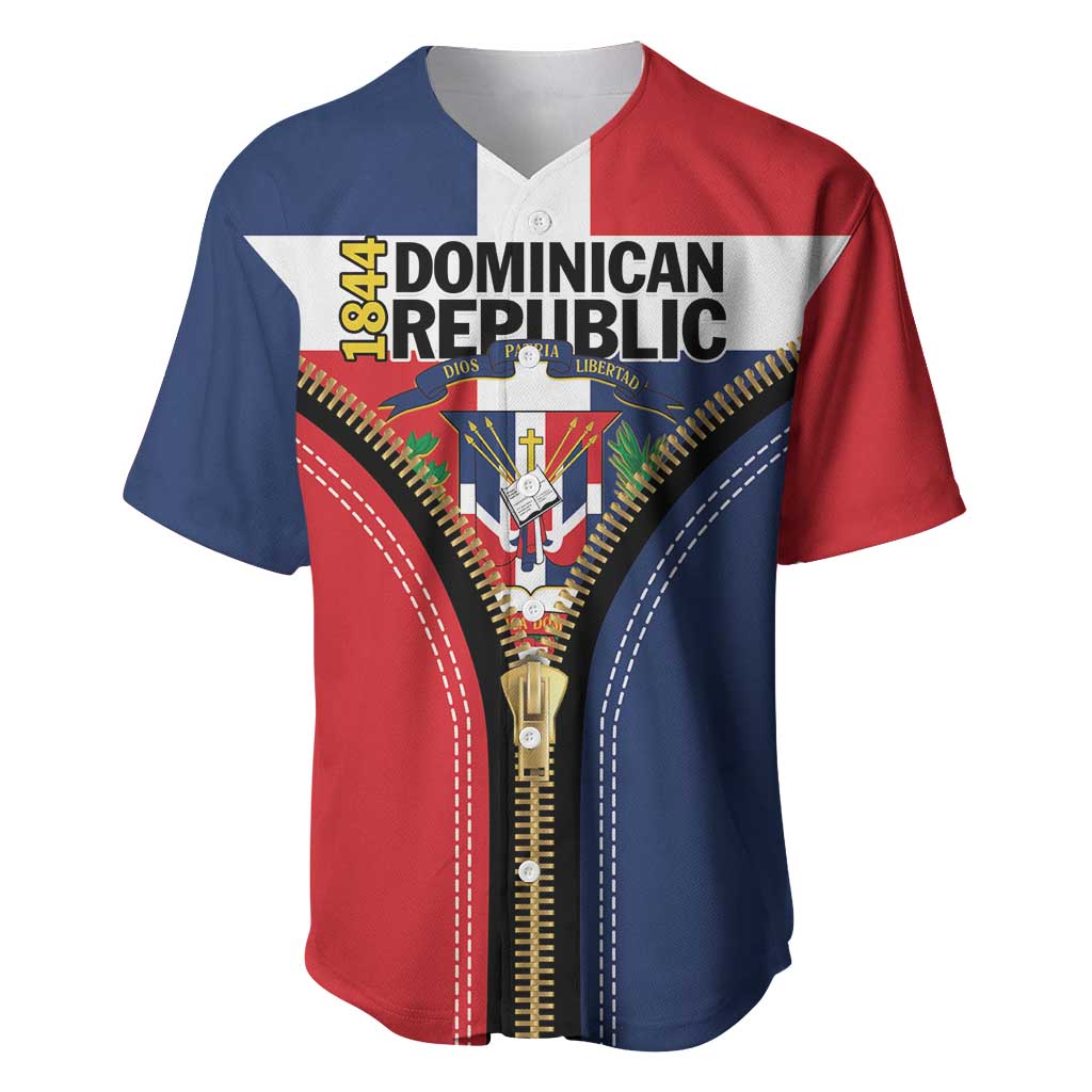 Personalized Dominican Republic 1844 Baseball Jersey Coat Of Arms Zipper Stylized