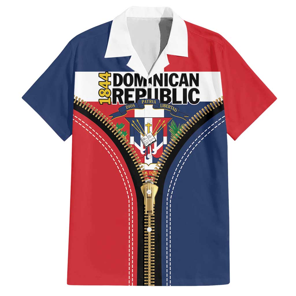 Personalized Dominican Republic 1844 Hawaiian Shirt Coat Of Arms Zipper Stylized