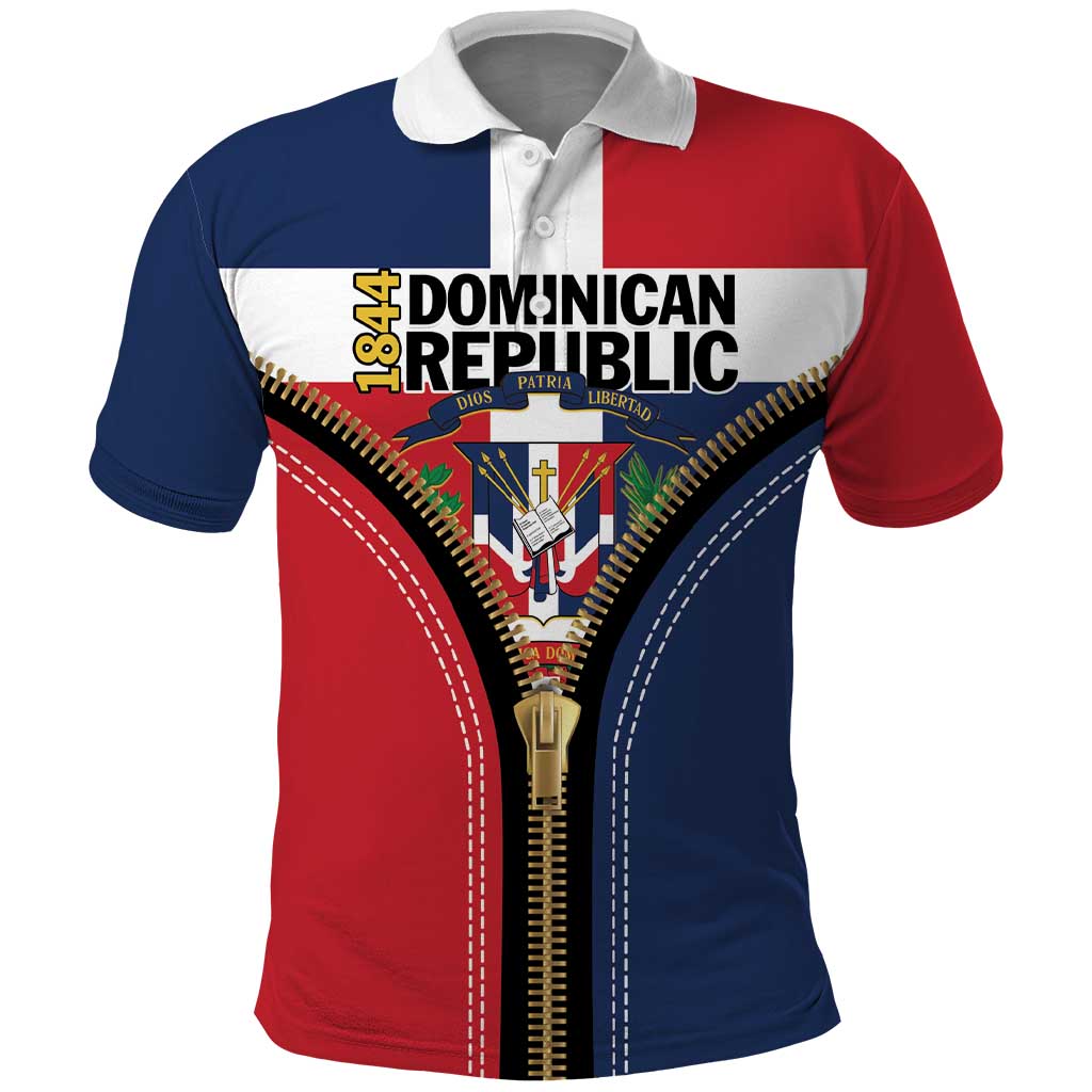 Personalized Dominican Republic 1844 Polo Shirt Coat Of Arms Zipper Stylized