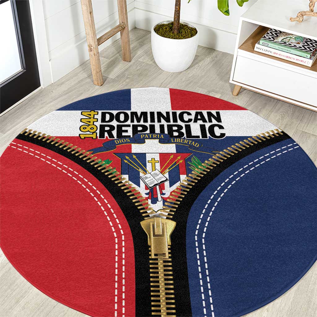 Dominican Republic 1844 Round Carpet Coat Of Arms Zipper Stylized