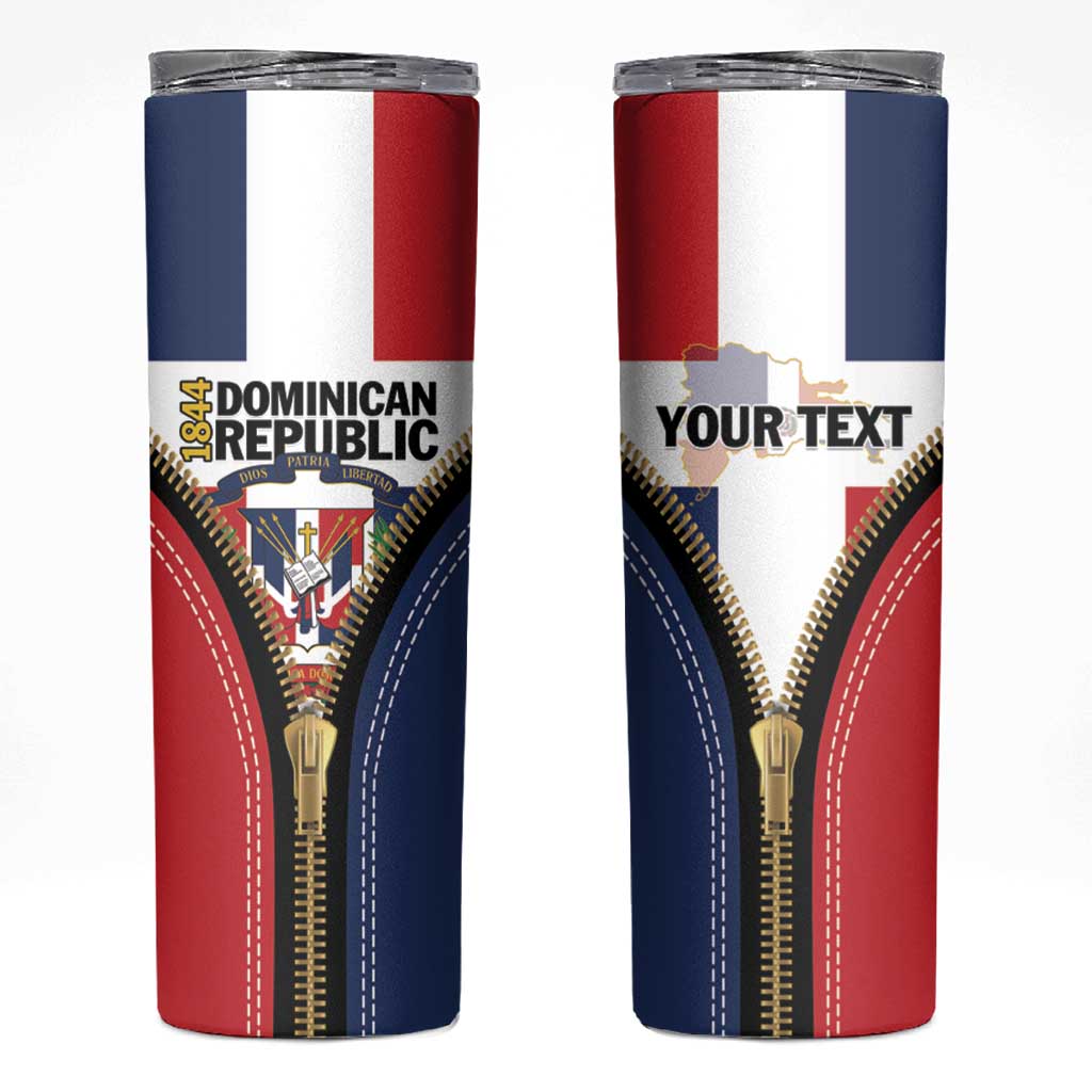 Personalized Dominican Republic 1844 Skinny Tumbler Coat Of Arms Zipper Stylized