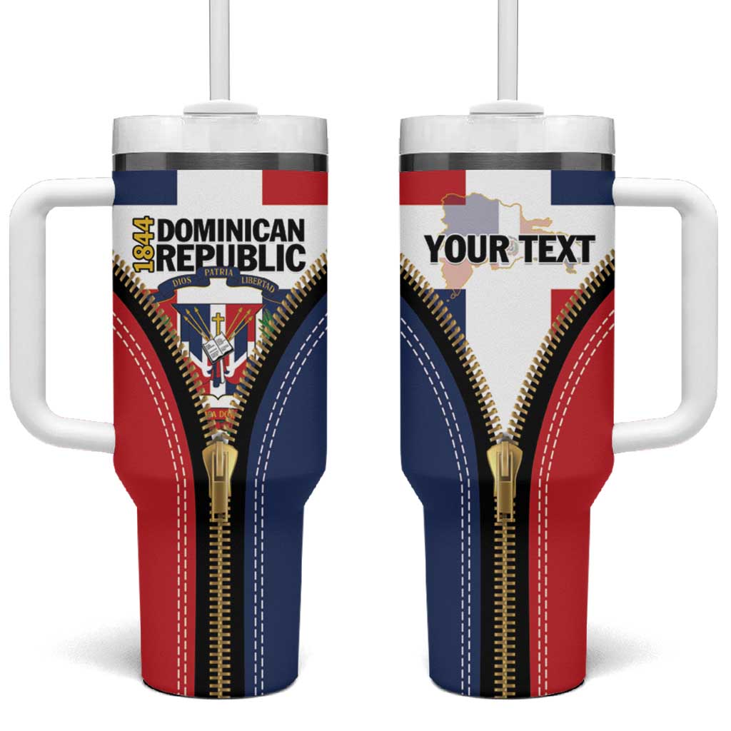 Personalized Dominican Republic 1844 Tumbler With Handle Coat Of Arms Zipper Stylized