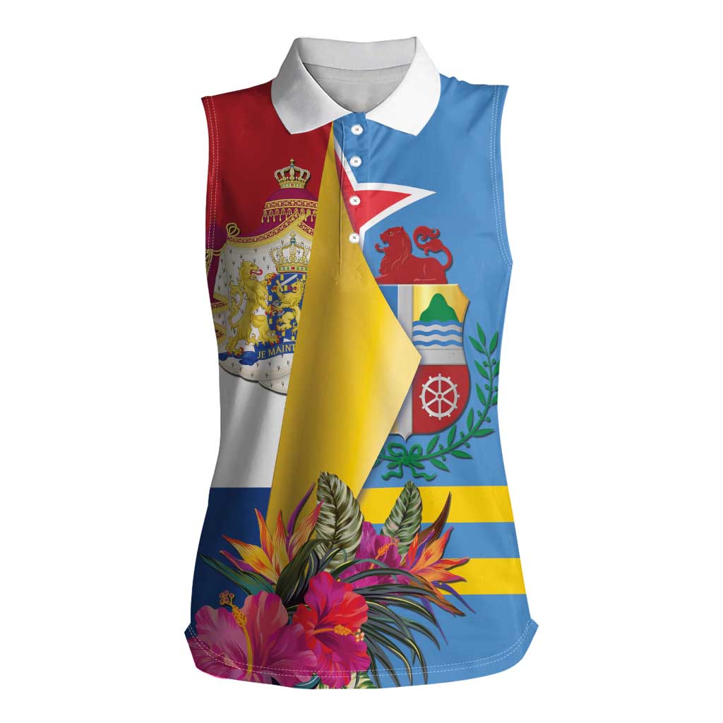 Aruba-Netherlands Women Sleeveless Polo Shirt Tropical Unique Style