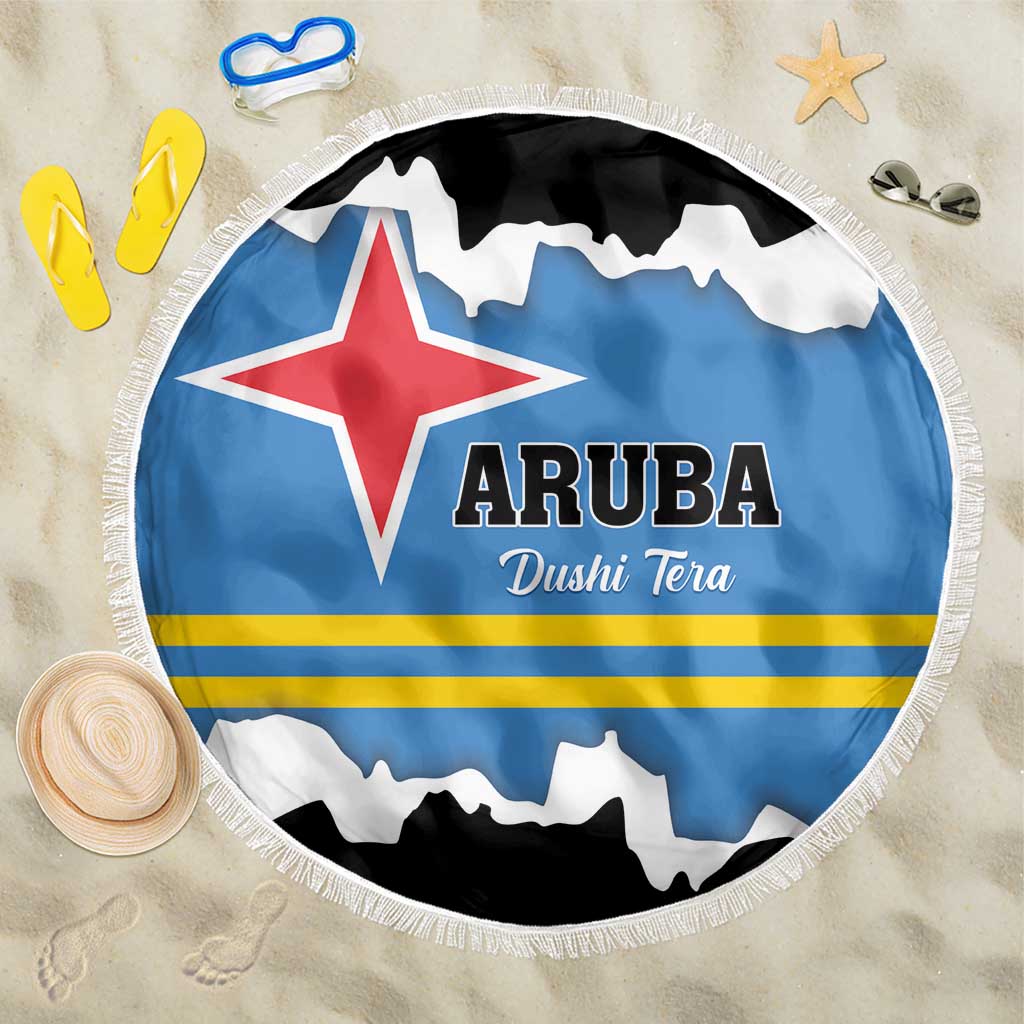 Aruba Dushi Tera Beach Blanket Coat Of Arms Torn Paper Stylized