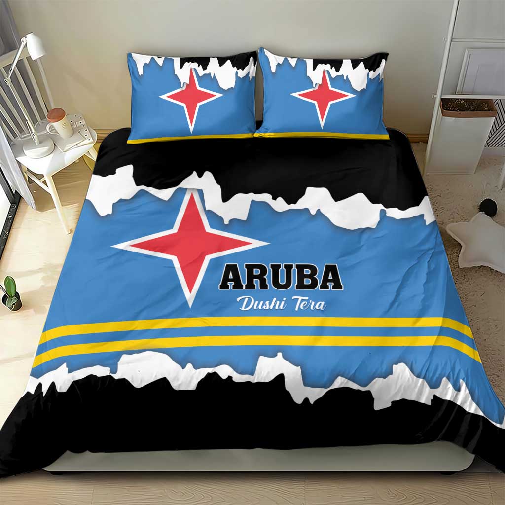 Aruba Dushi Tera Bedding Set Coat Of Arms Torn Paper Stylized
