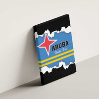 Black-framed canvas wall art mounted on wall with Aruba star and “Dushi Tera”