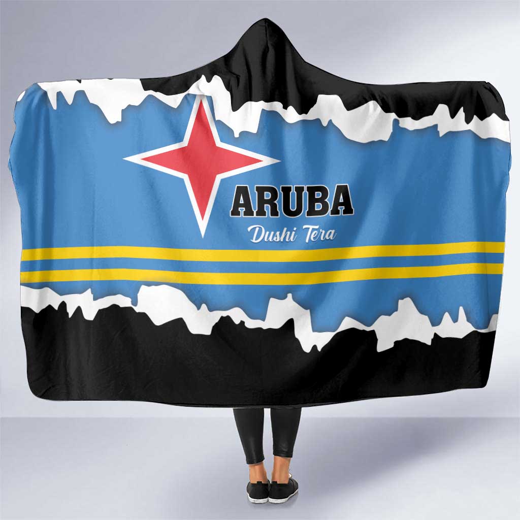 Aruba Dushi Tera Hooded Blanket Coat Of Arms Torn Paper Stylized