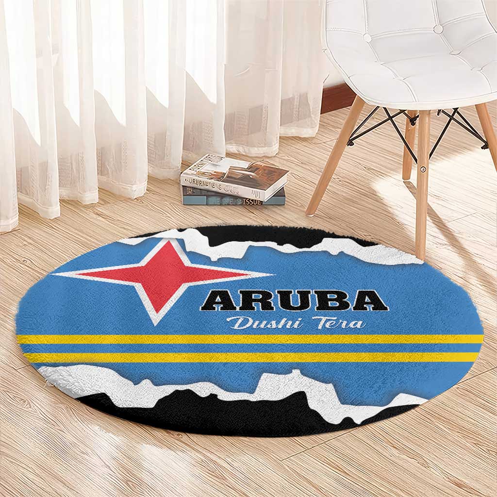 Aruba Dushi Tera Round Carpet Coat Of Arms Torn Paper Stylized