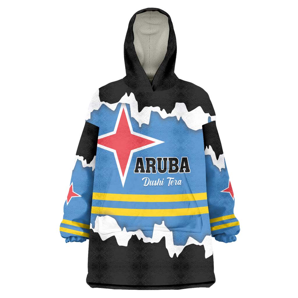 Aruba Dushi Tera Wearable Blanket Hoodie Coat Of Arms Torn Paper Stylized