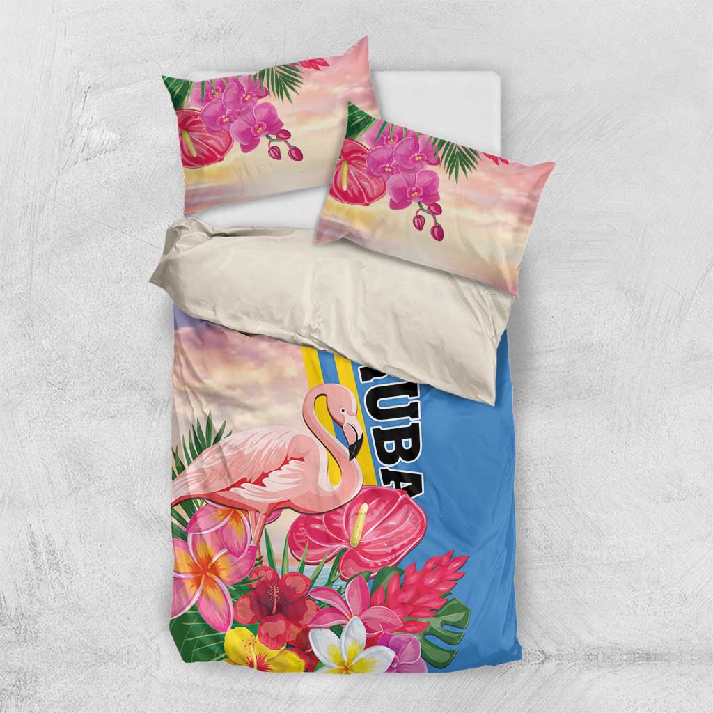 Aruba Flamingo Bedding Set Tropical Sunset Vibes