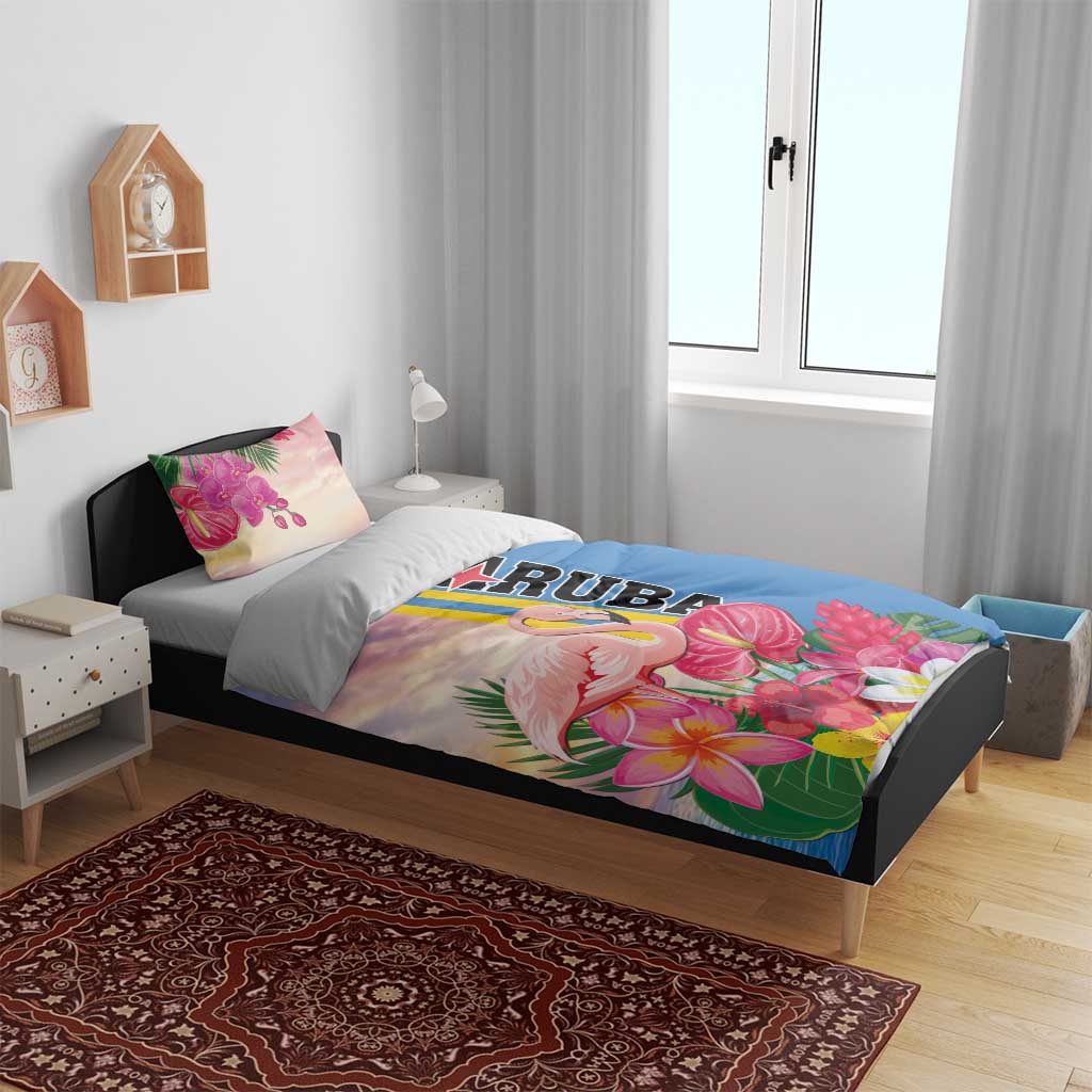 Aruba Flamingo Bedding Set Tropical Sunset Vibes