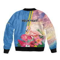 Personalised Aruba Flamingo Bomber Jacket Tropical Sunset Vibes