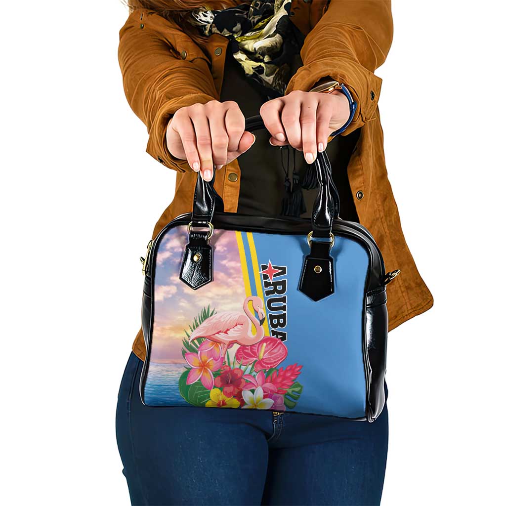 Aruba Flamingo Shoulder Handbag Tropical Sunset Vibes