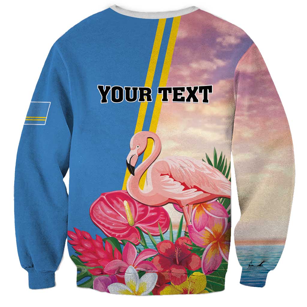 Personalised Aruba Flamingo Sweatshirt Tropical Sunset Vibes