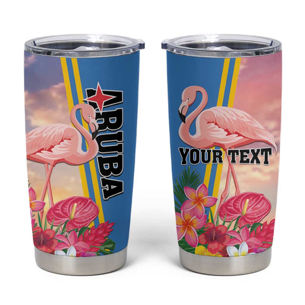 Personalised Aruba Flamingo Tumbler Cup Tropical Sunset Vibes