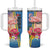 Personalised Aruba Flamingo Tumbler With Handle Tropical Sunset Vibes