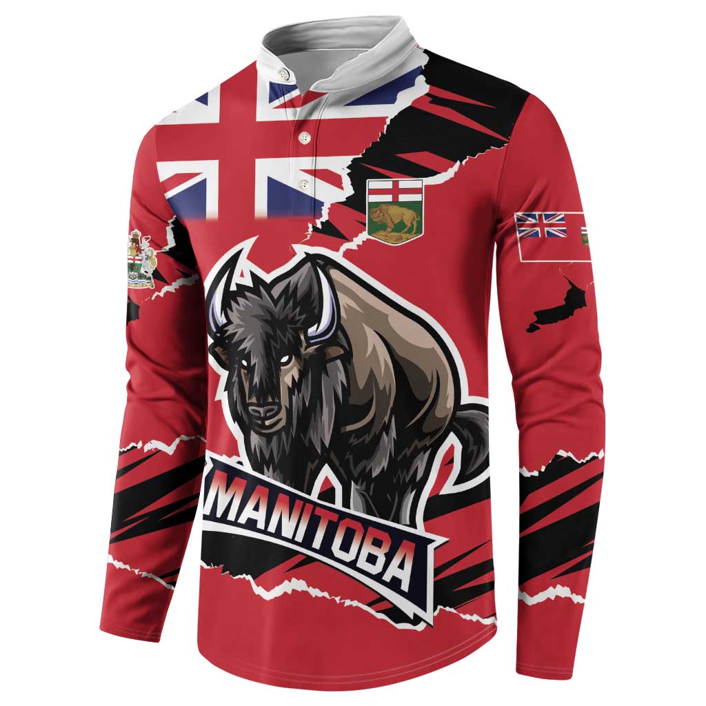 Personalized Canada Manitoba Province Bison Button Sweatshirt Gloriosus et Liber