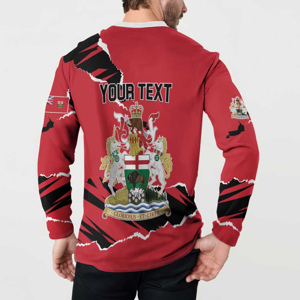 Personalized Canada Manitoba Province Bison Button Sweatshirt Gloriosus et Liber