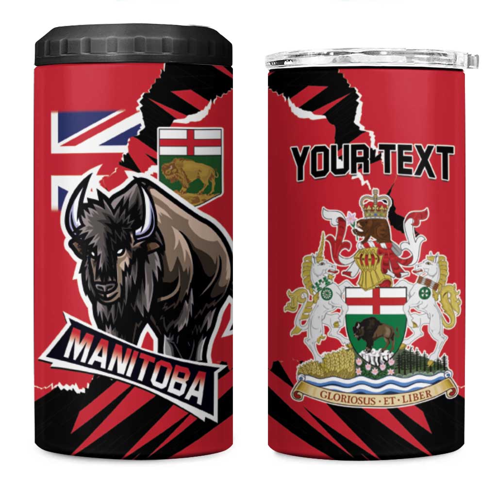 Personalized Canada Manitoba Province Bison 4 in 1 Can Cooler Tumbler Gloriosus et Liber