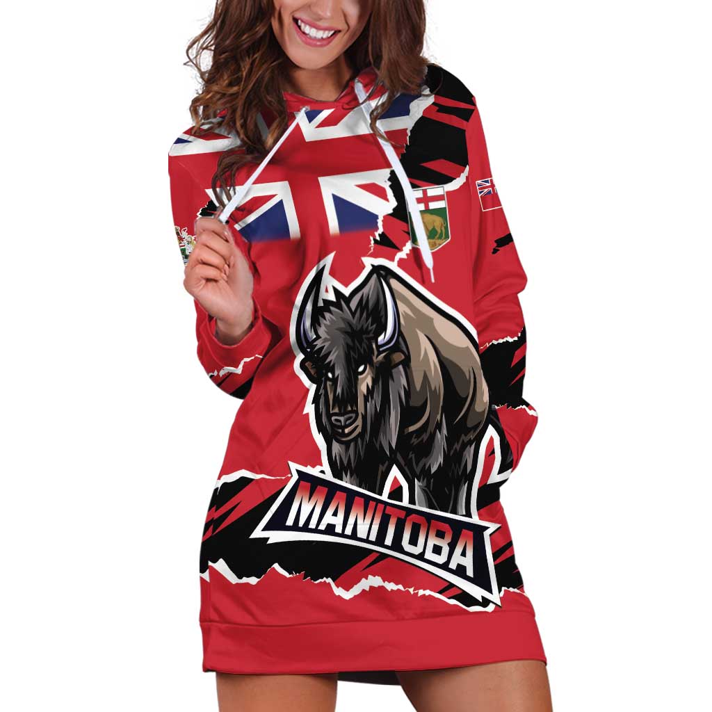 Personalized Canada Manitoba Province Bison Hoodie Dress Gloriosus et Liber