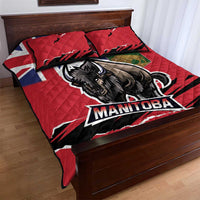Canada Manitoba Province Bison Quilt Bed Set Gloriosus et Liber