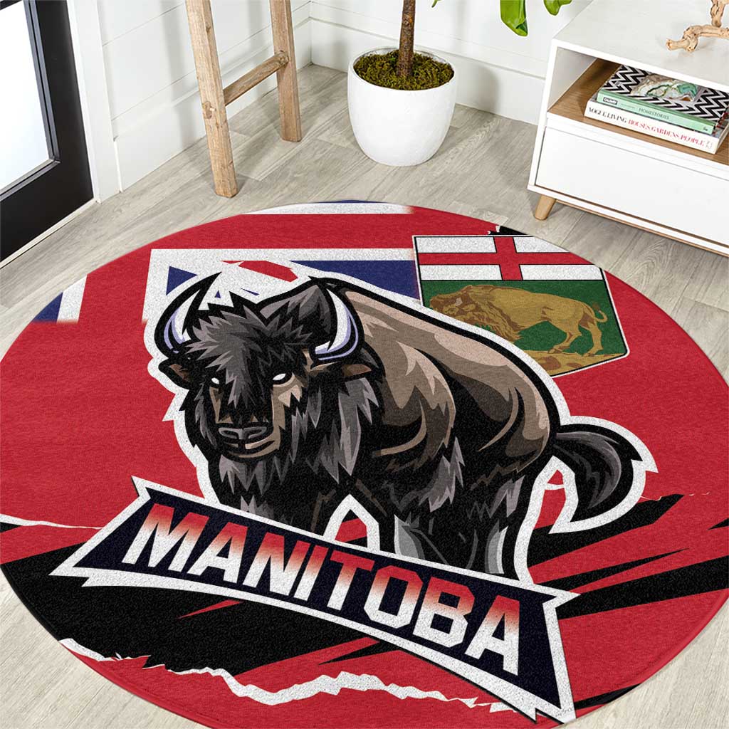 Canada Manitoba Province Bison Round Carpet Gloriosus et Liber