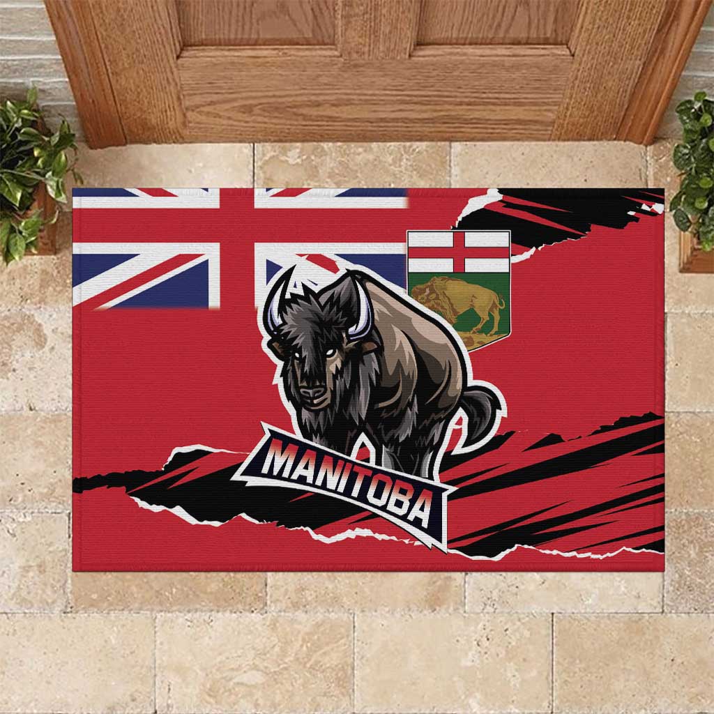 Canada Manitoba Province Bison Rubber Doormat Gloriosus et Liber