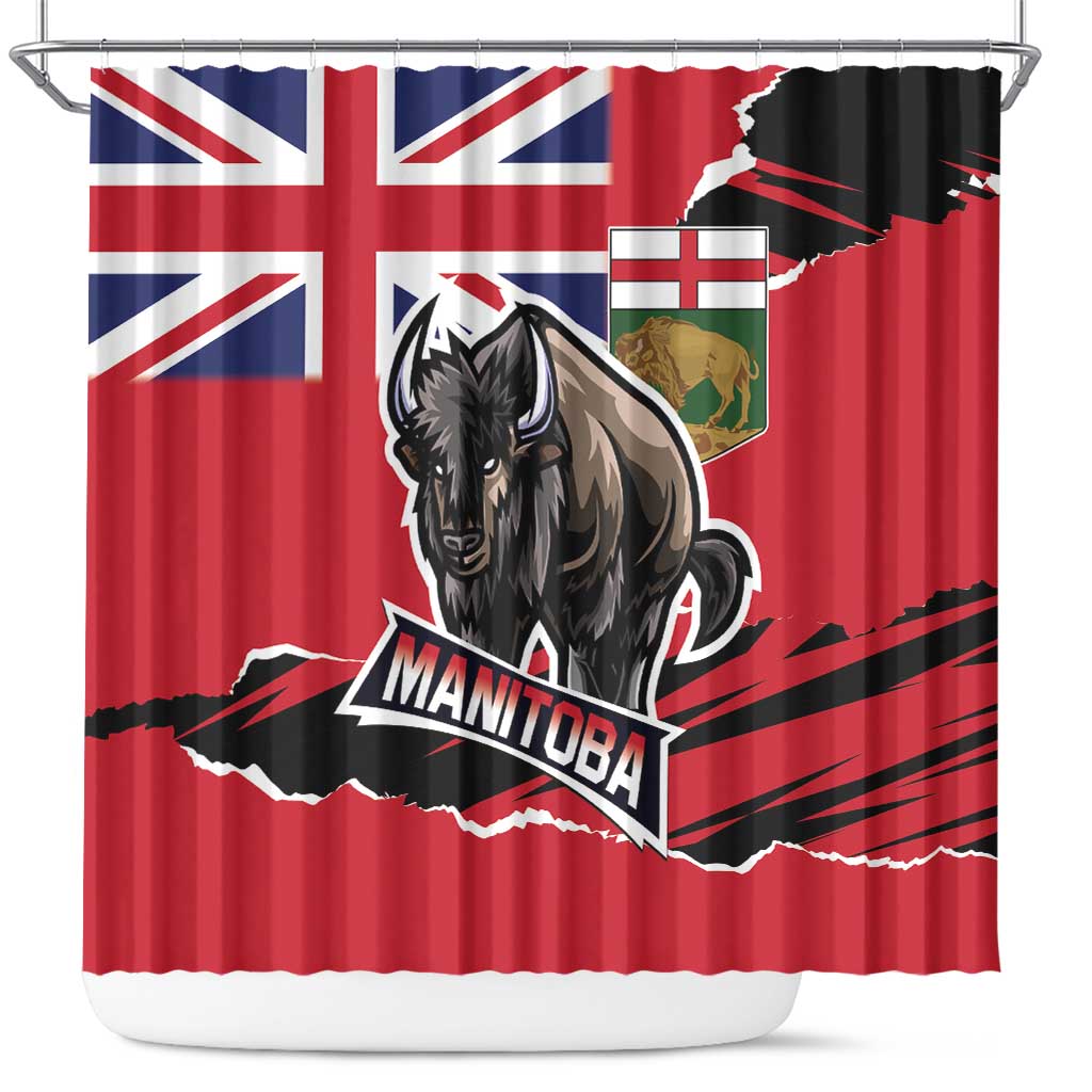 Canada Manitoba Province Bison Shower Curtain Gloriosus et Liber